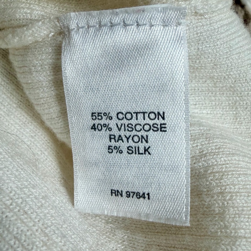 J. Jill Cotton & Silk Ivory Ribbed Cardigan Longline Size Medium Petite - Picture 9 of 10